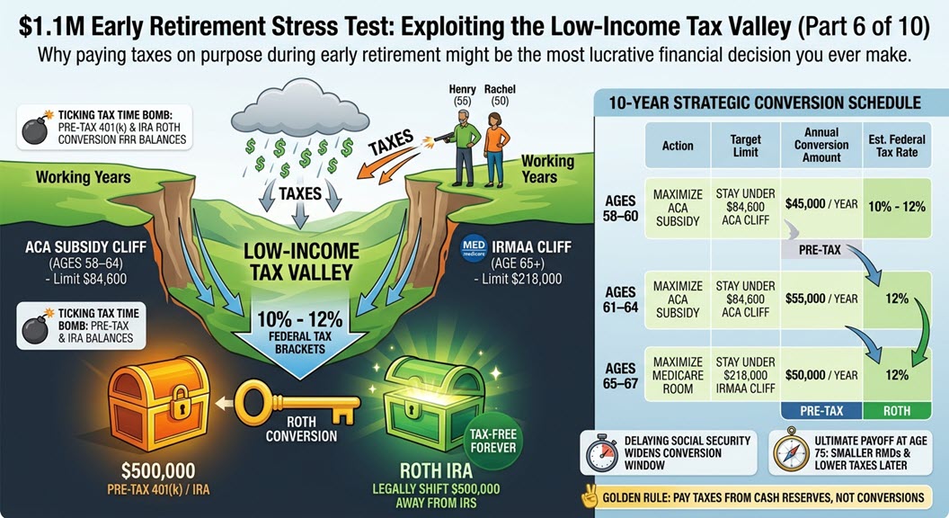 The $1.1M Early Retirement Stress Test: Exploiting the Low-Income Tax Valley (Part 6 of 10)